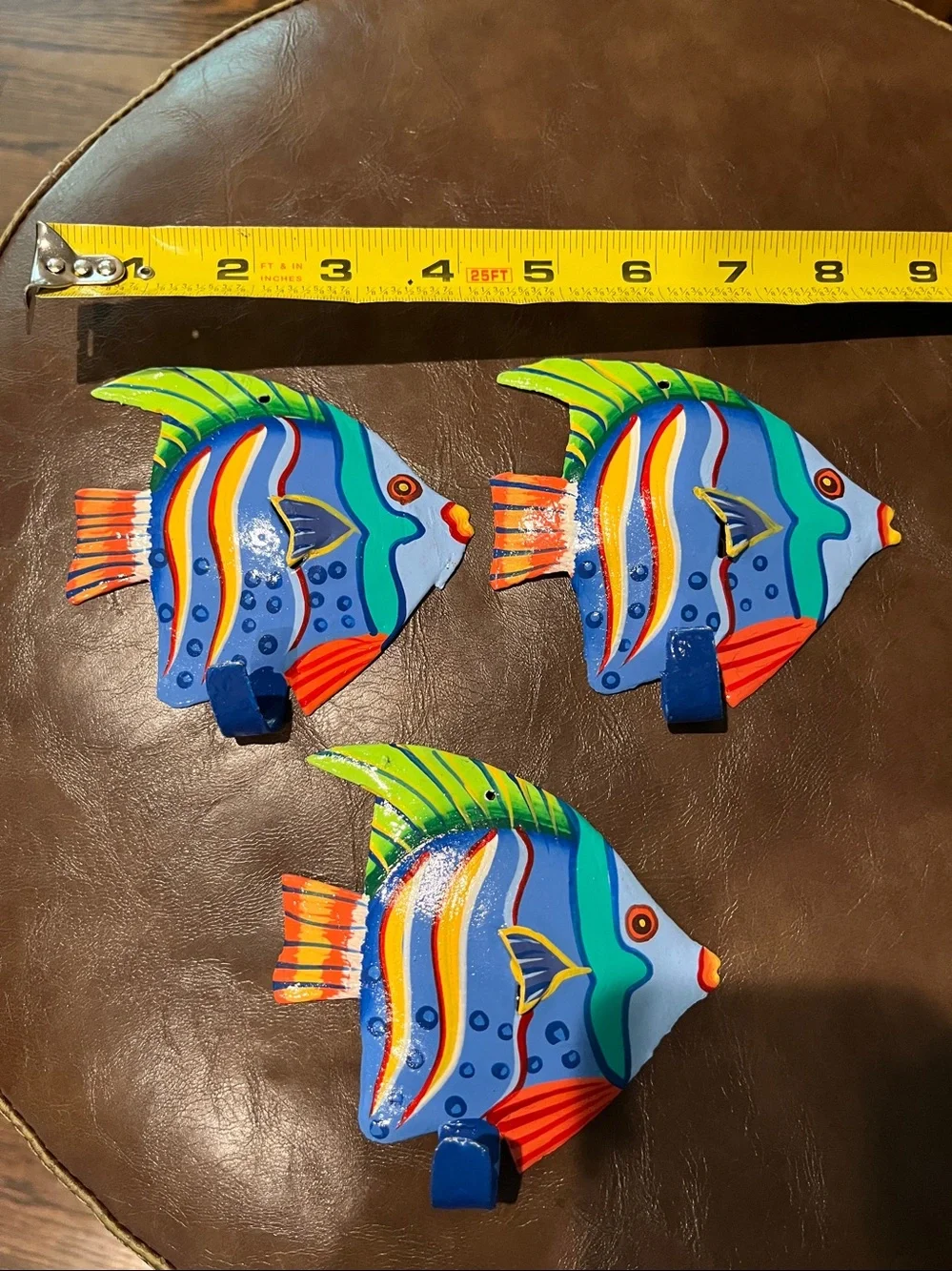 Decorative Blue Tropical Fish Wall Hooks - Set of 3